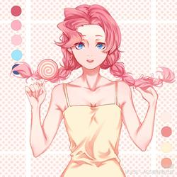 Size: 2000x2000 | Tagged: dead source, safe, artist:闷骚少女初窗, pinkie pie, human, g4, candy, female, food, high res, humanized, lollipop, looking at you, solo