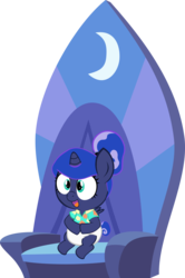 Size: 2649x4000 | Tagged: safe, artist:megarainbowdash2000, princess luna, pony, between dark and dawn, g4, age regression, baby, baby luna, baby pony, cute, diaper, female, filly, filly luna, foal, lunabetes, simple background, solo, throne, transparent background, weapons-grade cute, woona, younger
