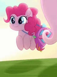 Size: 335x447 | Tagged: safe, screencap, fluttershy, pinkie pie, earth pony, pegasus, pony, g4, my little pony: rainbow roadtrip, animated, behaving like a bunny, behaving like a rabbit, cropped, cute, diapinkes, female, mare, pinkie being pinkie, ponk, pronking, solo focus, weapons-grade cute