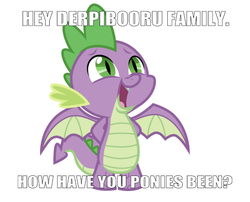 Size: 750x605 | Tagged: safe, derpibooru exclusive, editor:undeadponysoldier, spike, dragon, g4, breaking the fourth wall, hands behind back, i see what you did there, implied derpibooru, implied derpibooru family, looking up, male, open mouth, simple background, solo, spread wings, text, white background, winged spike, wings