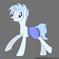 Size: 900x900 | Tagged: safe, artist:aracage, oc, oc only, oc:pony.voltexpixel.com, pony, unicorn, clothes, male, request, shorts, solo