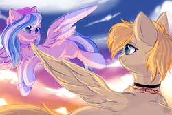 Size: 3000x2000 | Tagged: safe, artist:alphadesu, oc, oc:aurryhollows, oc:foxyhollows, pegasus, pony, foxrry, high res