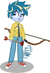 Size: 1515x2187 | Tagged: safe, artist:tassji-s, skeedaddle, human, equestria girls, g4, arrow, bow (weapon), bow and arrow, converse, equestria girls-ified, male, shoes, simple background, solo, suction cup, transparent background, weapon