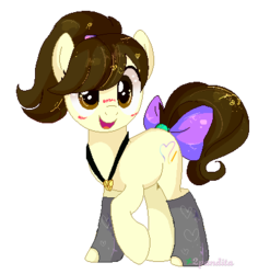 Size: 383x405 | Tagged: safe, artist:2pandita, oc, oc only, earth pony, pony, base used, bow, clothes, female, mare, simple background, socks, solo, tail bow, transparent background