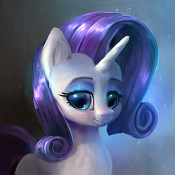 Size: 2813x2813 | Tagged: safe, artist:xbi, rarity, pony, unicorn, g4, beautiful, bust, eyeshadow, female, high res, looking at you, makeup, mare, portrait, smiling, solo