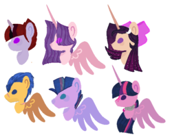 Size: 519x408 | Tagged: safe, artist:6sixfans2, flash sentry, twilight sparkle, oc, alicorn, pegasus, pony, unicorn, g4, alicorn oc, base used, family, female, male, offspring, parent:flash sentry, parent:twilight sparkle, parents:flashlight, ship:flashlight, shipping, simple background, straight, transparent background, twilight sparkle (alicorn)