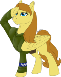 Size: 1011x1280 | Tagged: safe, artist:mythpony, oc, oc only, oc:sketchy rivet, pegasus, pony, clothes, female, mare, simple background, solo, transparent background