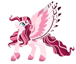 Size: 639x535 | Tagged: safe, artist:a-chatty-cathy, pinkie pie, pegasus, pony, g4, alternate design, base used, female, g5 concept leak style, g5 concept leaks, pegasus pinkie pie, pinkie pie (g5 concept leak), race swap, simple background, solo, transparent background