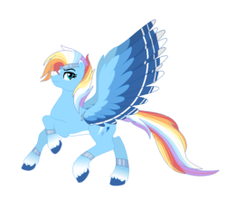 Size: 721x636 | Tagged: safe, artist:a-chatty-cathy, rainbow dash, pegasus, pony, g4, alternate design, female, g5 concept leak style, g5 concept leaks, rainbow dash (g5 concept leak), simple background, solo, transparent background