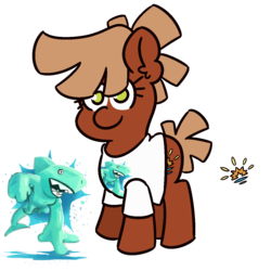 Size: 1200x1200 | Tagged: safe, artist:threetwotwo32232, oc, oc only, oc:calamari sunrise, earth pony, pony, shark, clothes, female, mare, shirt, simple background, solo, t-shirt, transparent background