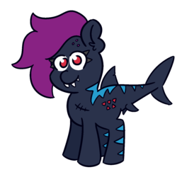 Size: 1200x1200 | Tagged: safe, artist:threetwotwo32232, oc, oc only, oc:bloody crunch, original species, shark pony, female, mare, simple background, solo, transparent background