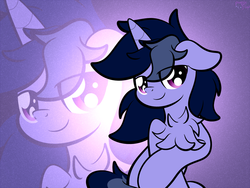 Size: 2048x1536 | Tagged: dead source, safe, artist:php142, oc, oc only, oc:purple flix, pony, unicorn, bedroom eyes, chest fluff, looking at you, male, raised hoof, smug, solo, zoom layer