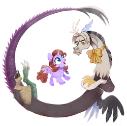 Size: 1863x1841 | Tagged: safe, artist:kessandras-art, alicorn, draconequus, pony, alicornified, cedric the sorcerer, crossover, disney, draconequified, female, filly, ponified, princess sofia, race swap, sofia the first, species swap