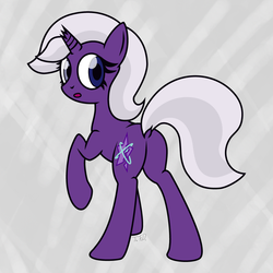 Size: 892x892 | Tagged: safe, anonymous artist, oc, oc only, oc:disastral, pony, unicorn, abstract background, broken horn, butt, dock, female, horn, looking at you, looking back, looking back at you, mare, plot, solo