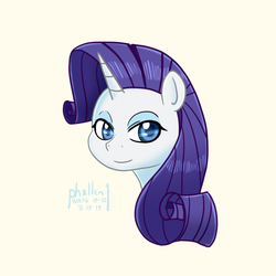 Size: 1000x1000 | Tagged: safe, artist:phallen1, rarity, pony, g4, atg 2019, bust, female, newbie artist training grounds, portrait, simple background, solo, style emulation