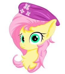 Size: 2147x2464 | Tagged: safe, artist:rurihal, fluttershy, pony, g4, female, hat, high res, simple background, solo, white background