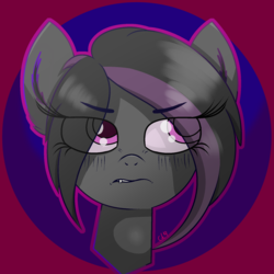 Size: 1730x1730 | Tagged: safe, artist:luxsimx, oc, oc only, oc:mimicry, pony, abstract background, bust, commission, eye clipping through hair, female, solo