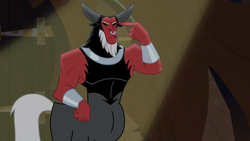 Size: 1280x720 | Tagged: safe, screencap, lord tirek, centaur, frenemies (episode), g4, male, nose piercing, nose ring, piercing, pointing at self, septum piercing, solo