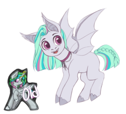 Size: 989x894 | Tagged: safe, artist:shady-bush, oc, oc only, alicorn, bat pony, pony, female, mare, redesign, simple background, solo, then and now, transparent background
