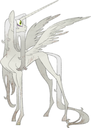 Size: 1387x1955 | Tagged: safe, artist:mellowhen, oc, oc only, alicorn, pony, fallout equestria, fallout equestria: red 36, artificial alicorn, creepy, fanfic art, female, green eyes, mare, simple background, skinny, solo, spoopy, spread wings, thin, transparent background, wings
