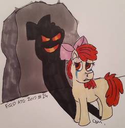 Size: 1406x1443 | Tagged: safe, artist:rapidsnap, apple bloom, earth pony, pony, bloom & gloom, g4, shadow bloom, traditional art