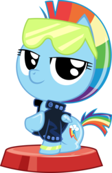 Size: 2247x3437 | Tagged: safe, artist:phucknuckl, budge studios, rainbow dash, pony, g4, my little pony pocket ponies, 80s, alternate hairstyle, clothes, cute, dashabetes, female, glam rock dash, high res, jacket, mohawk, retro, simple background, smiling, solo, sunglasses, transparent background