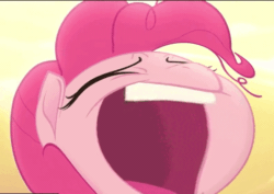 Size: 600x424 | Tagged: safe, edit, edited screencap, screencap, pinkie pie, earth pony, pony, g4, my little pony: the movie, animated, bone dry desert, cropped, desert, desert sun madness, faic, female, gif, insanity, laughing, loop, mare, messy mane, not salmon, perfect loop, ponk, solo, wat