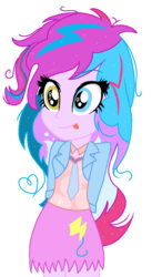 Size: 682x1171 | Tagged: safe, artist:12amuwu, pinkie pie, thunderbass, oc, oc only, oc:storm jubilee, human, equestria girls, g4, female, fusion, fusion:pinkie pie, fusion:pinkiebass, fusion:thunderbass, heterochromia, simple background, solo, transparent background