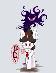 Size: 2100x2700 | Tagged: safe, artist:heir-of-rick, raven, tantabus, monster pony, pony, unicorn, g4, alternate cutie mark, angry, big ears, description is relevant, female, glowing eyes, high res, impossibly large ears, magic, mare, red eyes take warning, serious, solo