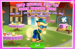 Size: 1032x680 | Tagged: safe, gameloft, applejack, earth pony, pony, g4, advertisement, retro, retro applejack