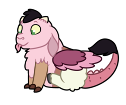 Size: 743x625 | Tagged: safe, artist:quincydragon, oc, oc only, oc:fairy floss, hybrid, baby draconequus, female, interspecies offspring, offspring, parent:discord, parent:princess celestia, parents:dislestia, simple background, solo, tongue out, transparent background