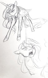 Size: 1188x1920 | Tagged: safe, artist:candasaurus, princess luna, alicorn, pony, g4, angry, female, sketch, sneer, solo