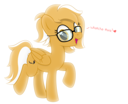 Size: 9833x7990 | Tagged: safe, artist:potato22, oc, oc only, oc:mareota, pegasus, pony, absurd resolution, bright background, dialogue, female, glasses, mare, redesign, solo