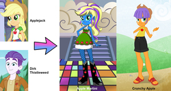 Size: 1576x840 | Tagged: safe, artist:silverbuller, applejack, dirk thistleweed, accountibilibuddies, equestria girls, equestria girls series, g4, spoiler:choose your own ending (season 2), spoiler:eqg series (season 2), 1000 hours in ms paint, accountibilibuddies: snips, appledirk, female, geode of super strength, magical geodes, male, offspring, parent:applejack, parent:dirk thistleweed, shipping, straight