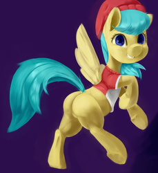 Size: 2748x3000 | Tagged: safe, artist:usager, barley barrel, pegasus, pony, g4, rainbow roadtrip, butt, clothes, female, high res, looking at you, plot, solo