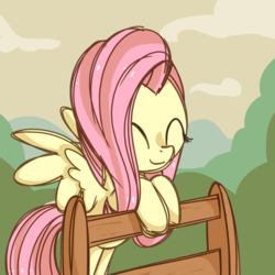 Size: 2000x2000 | Tagged: safe, artist:andromedasparkz, fluttershy, pegasus, pony, g4, bipedal, bipedal leaning, cute, eyes closed, female, happy, high res, leaning, mare, shyabetes, solo