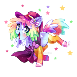 Size: 800x800 | Tagged: safe, artist:ipun, oc, oc only, earth pony, pony, deviantart watermark, female, heart, heart eyes, mare, obtrusive watermark, rainbow hair, simple background, solo, transparent background, watermark, wingding eyes