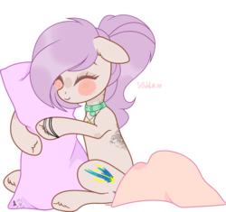 Size: 2314x2173 | Tagged: safe, artist:_vodka, oc, oc only, oc:astral comet, earth pony, pony, blushing, body pillow, cute, high res, pillow, simple background, snuggling, solo, transparent background