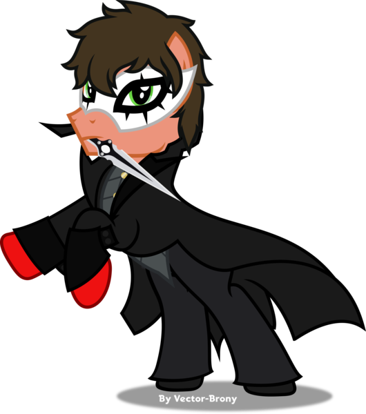 974 Safe Artist Vector Brony Earth Pony Pony Absurd Resolution Barely Pony Related Clothes Crossover Gloves Joker Persona Mask Mouth Hold Persona Persona 5 Ponified Rearing Ren Amamiya Shoes Simple Background Solo Transparent