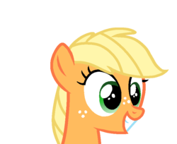 Size: 700x570 | Tagged: safe, artist:rainbow eevee, applejack, earth pony, pony, g4, bust, cute, female, filly, filly applejack, freckles, simple background, smiling, solo, transparent background, younger