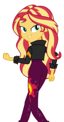 Size: 3000x5713 | Tagged: safe, artist:keronianniroro, sunset shimmer, equestria girls, equestria girls series, g4, sunset's backstage pass!, spoiler:eqg series (season 2), absurd resolution, ass, bedroom eyes, bunset shimmer, butt, clothes, feels like i'm wearing nothing at all, female, jacket, jeans, like what you see?, looking back, music festival outfit, pants, simple background, smiling, solo, transparent background, vector