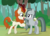 Size: 1936x1400 | Tagged: safe, artist:squipycheetah, autumn blaze, marble pie, earth pony, kirin, pony, g4, blushing, crack shipping, cute, cutie mark, duo, eye contact, female, forest, hair over one eye, happy, holding hooves, hug, lesbian, looking at each other, marbleblaze, mare, open mouth, raised hoof, shipping, shy, signature, smiling, standing, watermark