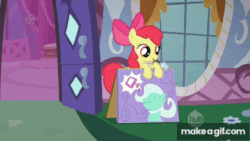 Size: 480x270 | Tagged: safe, edit, edited screencap, screencap, apple bloom, scootaloo, sweetie belle, vera, pony, g4, season 1, the show stoppers, animated, bell, carousel boutique, clown hair, crying, cutie mark crusaders, female, makeagif.com, spa, spa pony