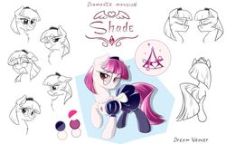 Size: 1024x652 | Tagged: safe, artist:dreamweaverpony, oc, oc:shade, earth pony, pony, clothes, expressions, female, glasses, maid, mare, reference sheet