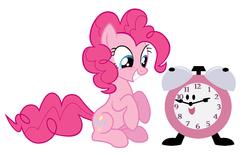 Size: 1472x910 | Tagged: safe, idw, pinkie pie, earth pony, pony, g4, my little pony: friends forever, alarm clock, animate object, best friends, blue's clues, clock, crossover, duo, duo female, female, friendshipping, grin, happy, mare, pink, smiling, tickety tock