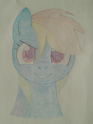 Size: 3120x4160 | Tagged: safe, rainbow dash, pony, g4, bust, female, looking at you, portrait, solo, traditional art