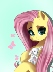 Size: 353x482 | Tagged: safe, angel bunny, fluttershy, g4, cute, looking at you, shyabetes, wallpaper