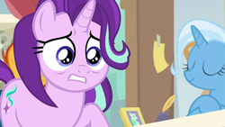 Size: 1920x1080 | Tagged: safe, screencap, starlight glimmer, sunburst, trixie, pony, a horse shoe-in, g4, crying, faic, female, male, mare, phyllis no!, stallion