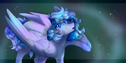Size: 2256x1128 | Tagged: safe, artist:skimea, oc, oc only, oc:wave, pegasus, pony, female, looking up, mare, solo