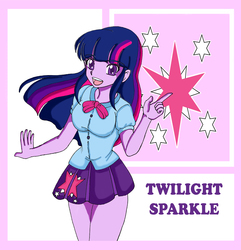 Size: 2470x2561 | Tagged: safe, artist:arthurwolf, twilight sparkle, equestria girls, g4, anime, cutie mark, female, high res, simple background, solo